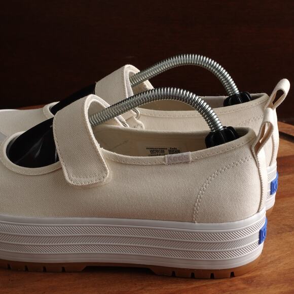 Keds Shoes Womens Size 7 Cream Mary Jane Canvas Platform Sneakers Casual Neutral - Picture 7 of 13